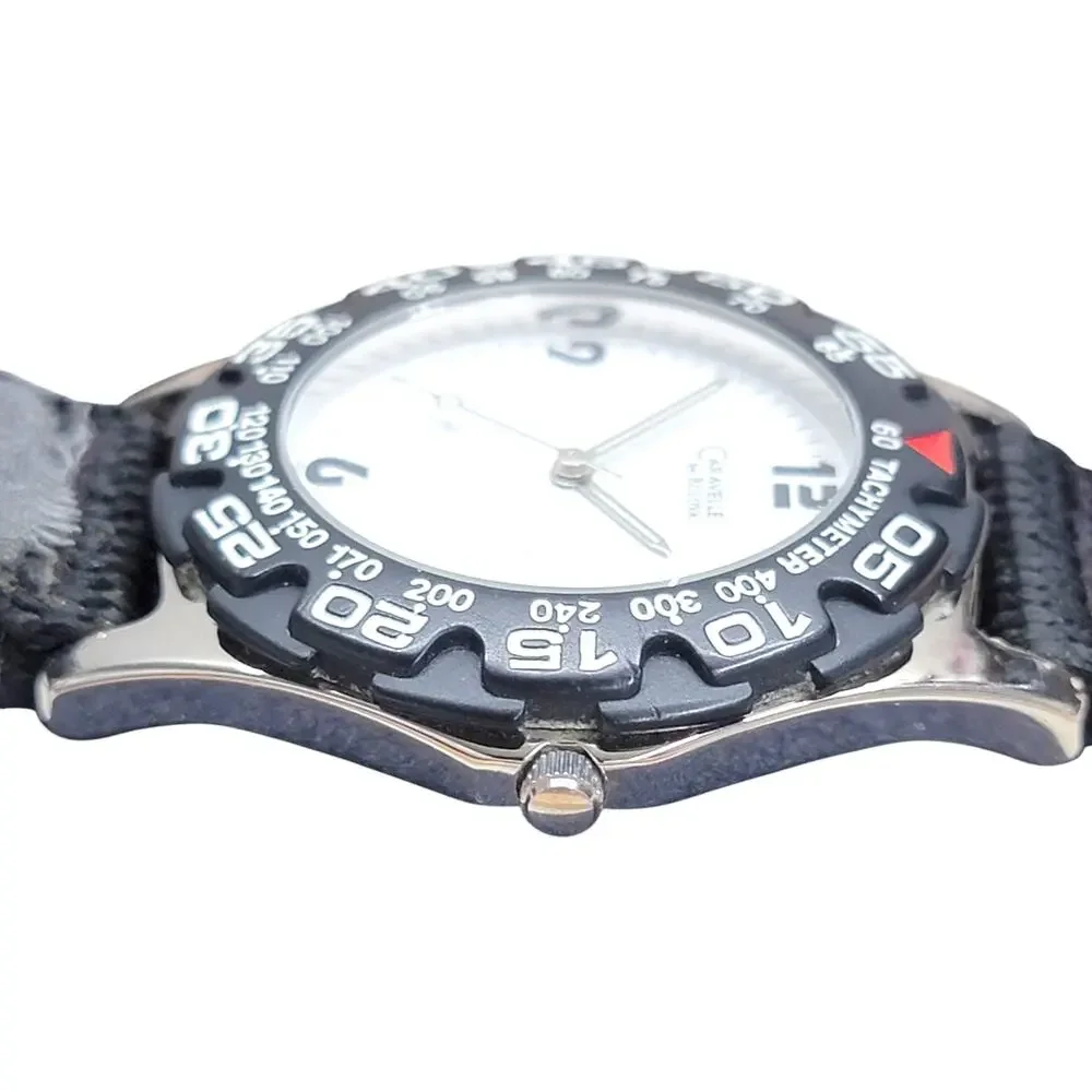Caravelle by Bulova Mens Sport Tachymeter Watch 45A00 White Dial Quartz